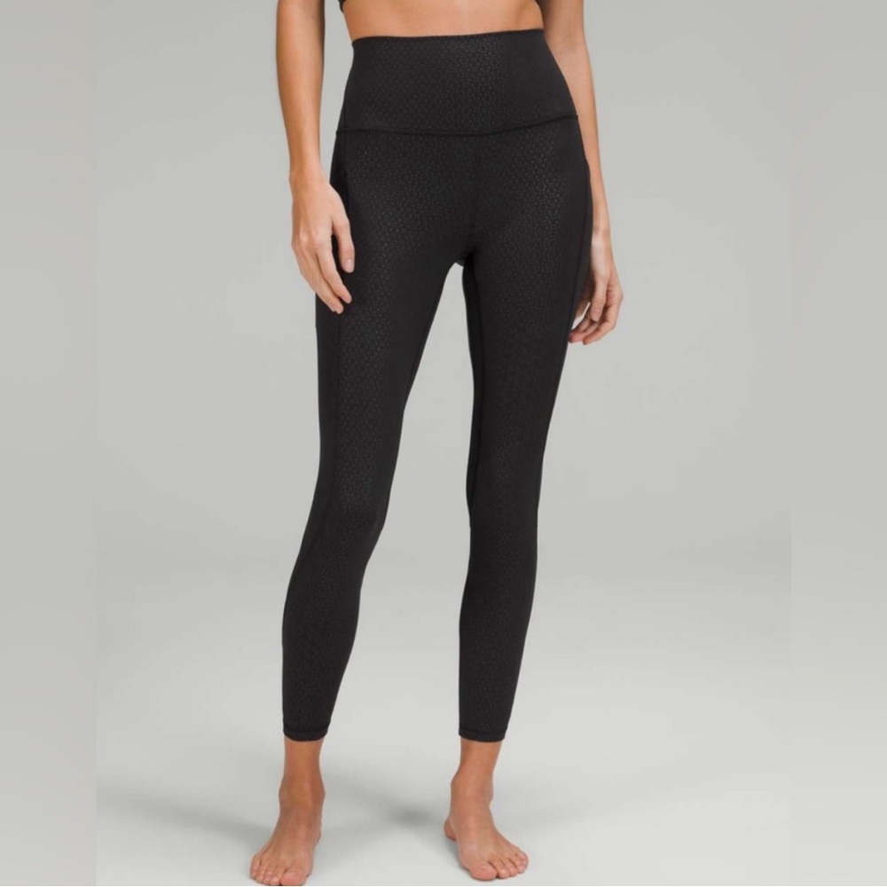 Lululemon Align High Rise Tights With Pockets 25” Gradiate Geo Emboss Black
